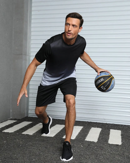 3Pack Men'S Workout Set Gym Clothes Active Shorts Shirt Set for Running Basketball Football and Daily Life,Size S-3XL
