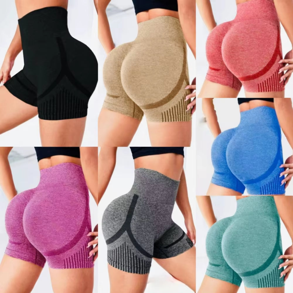 Women Seamless Sports Yoga Shorts High-Waist Workout Impact Gym Clothes Jogging Push-Up Scrunch Butt Yoga Shorts Fitness Shorts